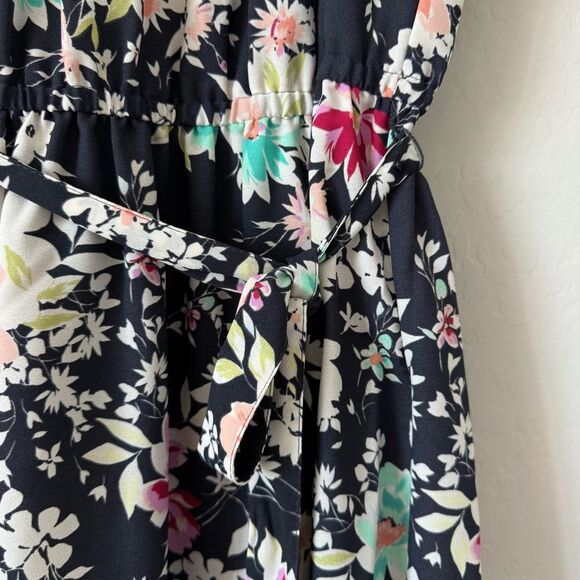 LC Lauren Conrad Floral Cap Sleeve Pleat Neck Tie Waist Dress Size XXL - Picture 4 of 8